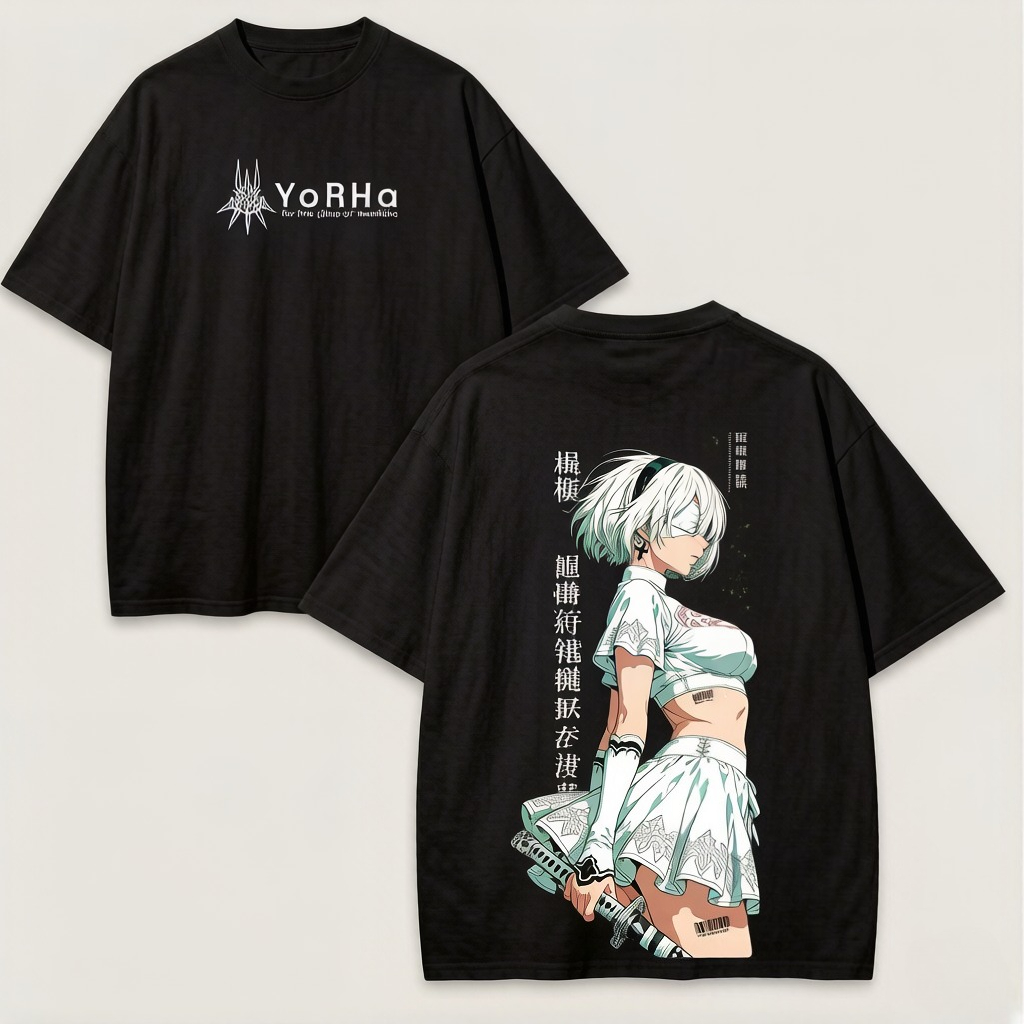 Street Fashion Logo - Camiseta Oversize de Anime NieR Automata