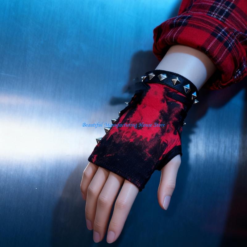 Street Fashion Gloves - Guantes sin dedos E56A, Punk, remaches