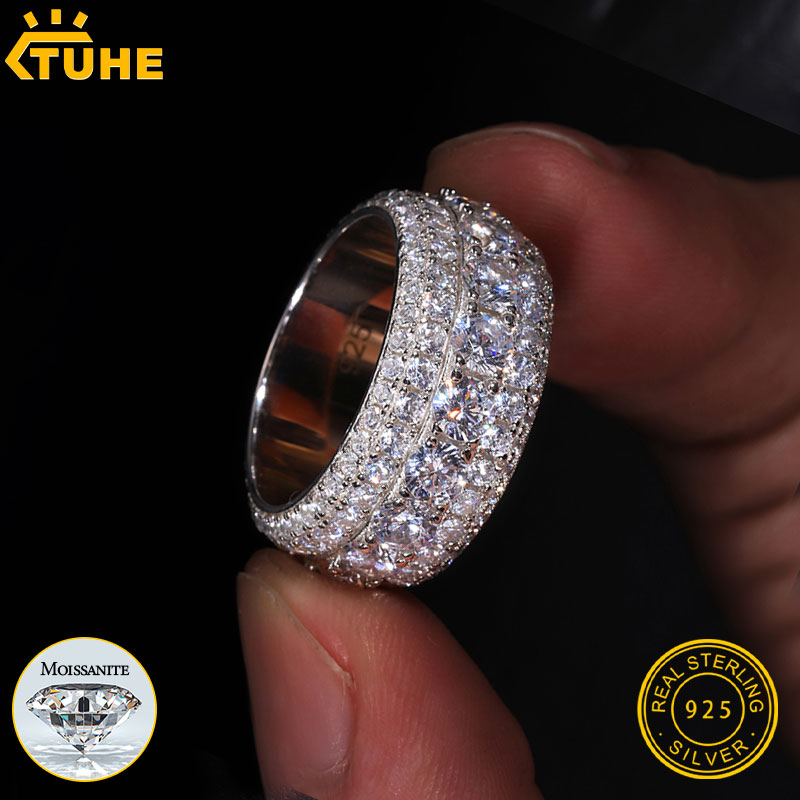 Street Fashion Rings - TUHE-anillos Unisex de moissanita helada para
