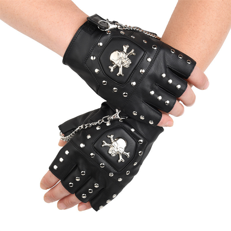 Street Fashion Gloves - Guantes con remaches de calavera para