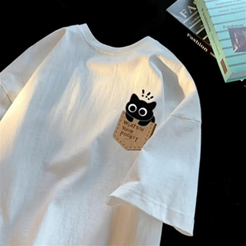 Street Fashion Logo - Camiseta con gráfico de gato para