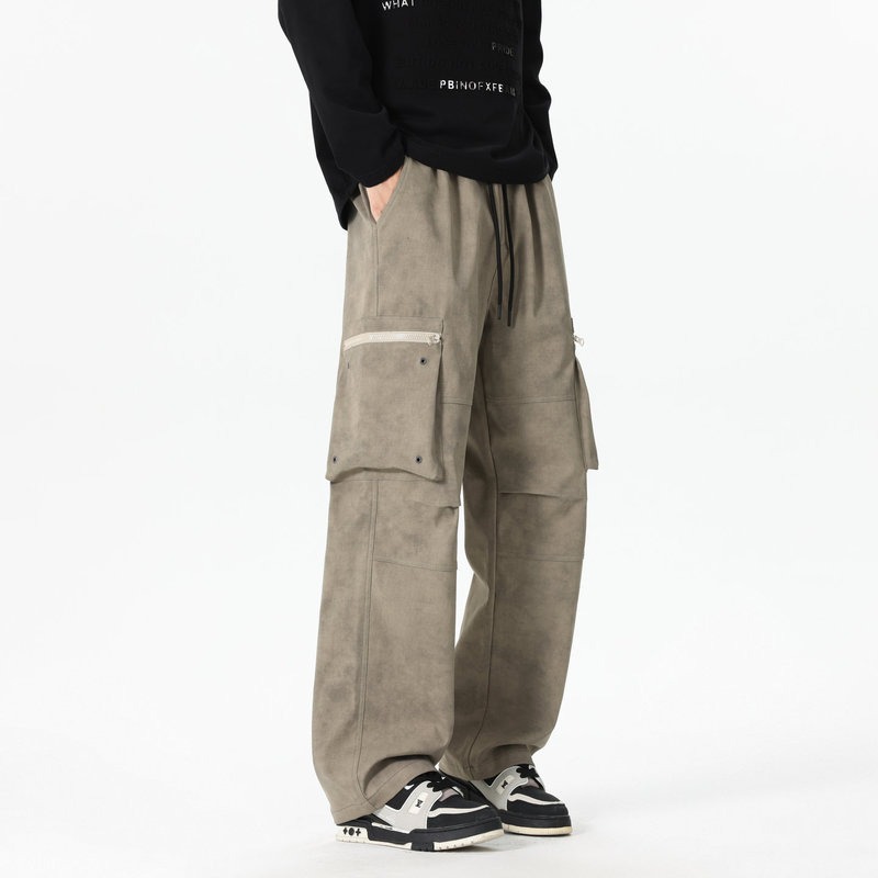 Cargo Pant Wide - Pantalones elásticos de cintura alta con