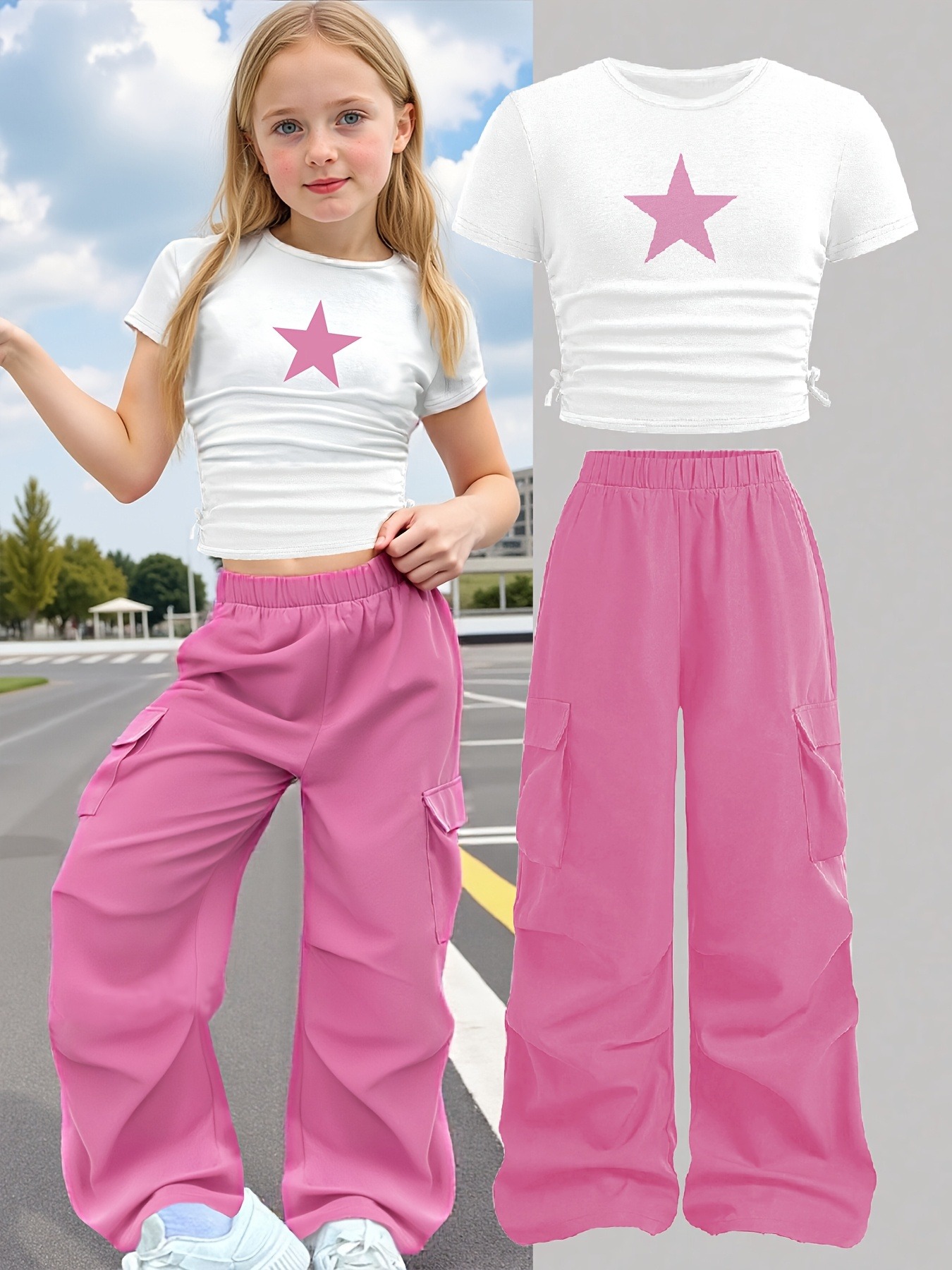 Street Fashion Co - Conjunto de 2 piezas para niñas