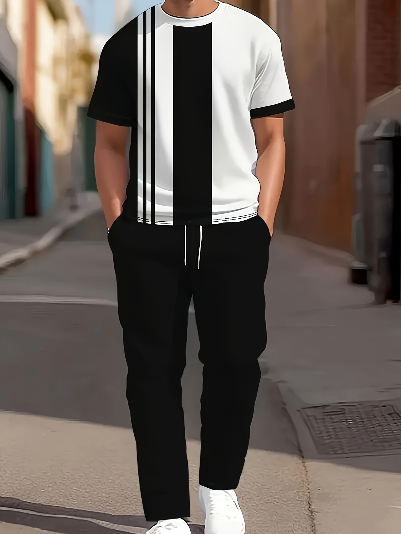 Street Summer Fashion - Conjunto de Pantalones Largos y Camiseta
