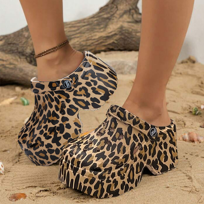 Street Fashion Girls - Zuecos de plataforma de leopardo para