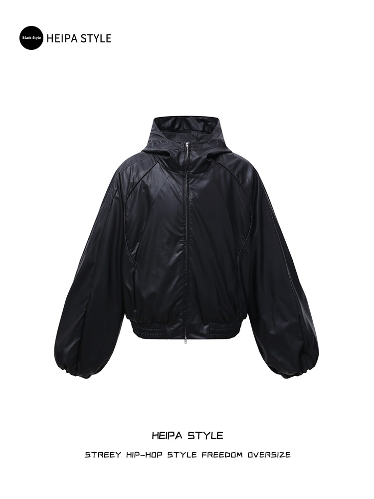 Street Fashion Youth - Chaqueta de Cuero PU con Capucha
