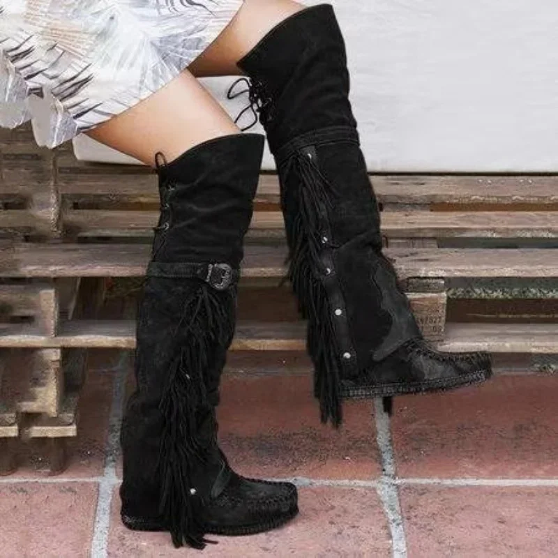 Botas bohemias hasta la rodill - Street Fashion Girls reseña y precio