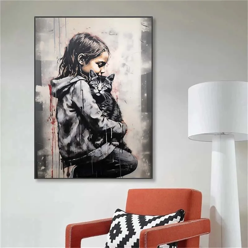 Banksy Graffiti niño niña con  - Street Fashion Poster reseña y precio